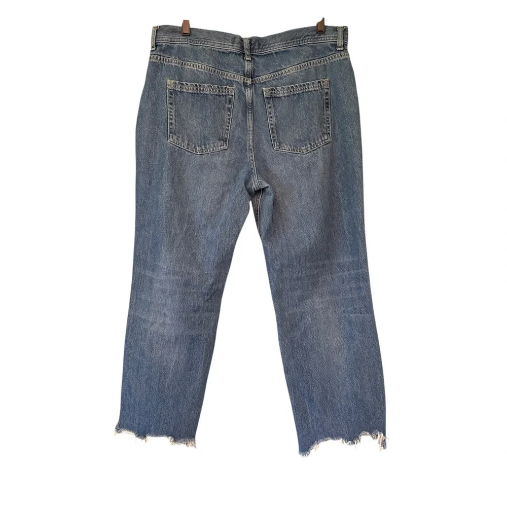 Free People Maggie Ripped Ankle Straight Leg Jeans In Sequoia Blue, Sz 32 - Picture 4 of 16